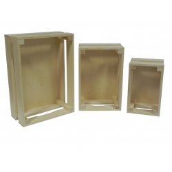 Komplet 3 skrzynek drewnianych